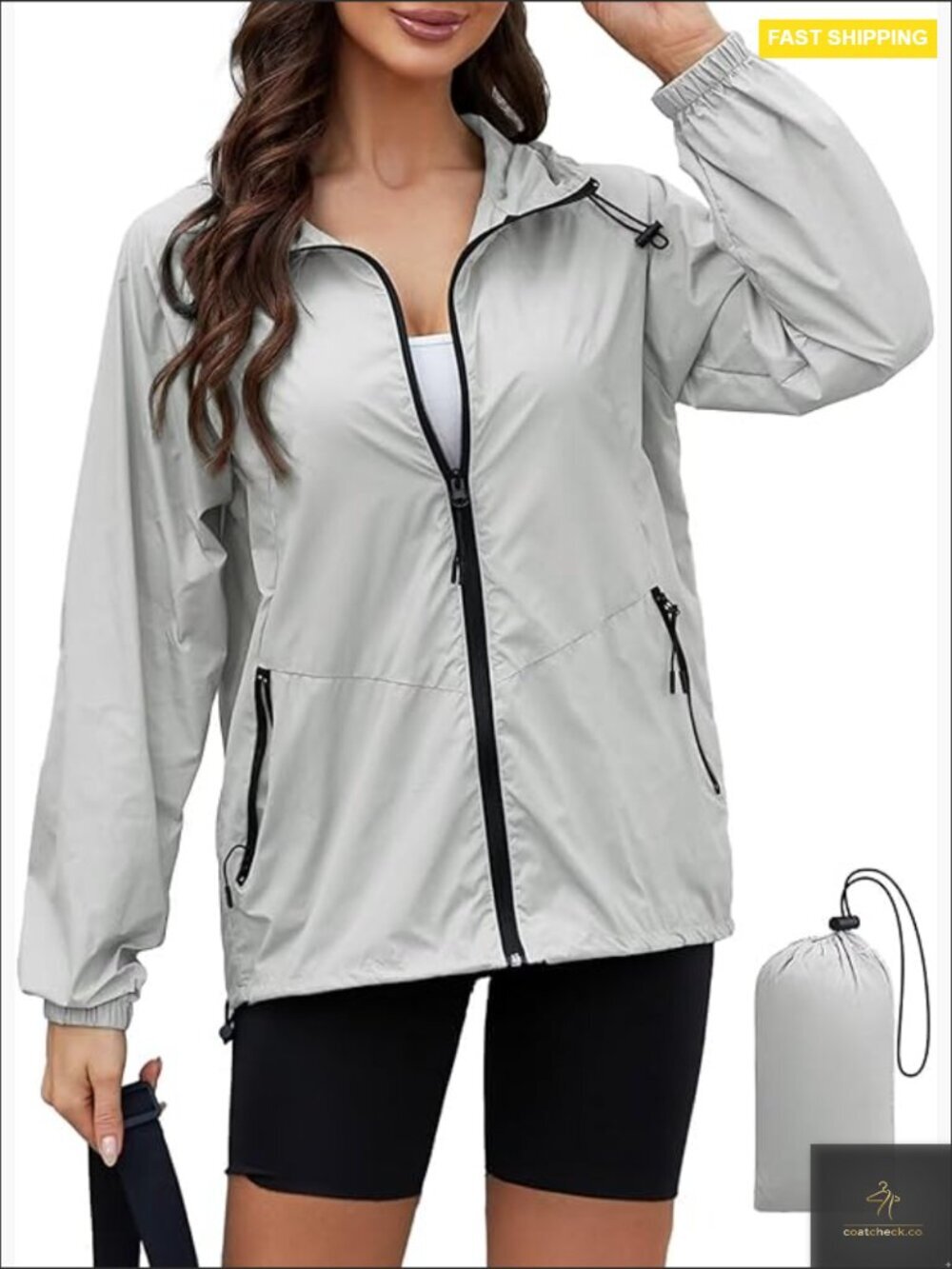 Lightweight Packable Rain Jacket Waterproof Hooded Windbreaker Travel Coat